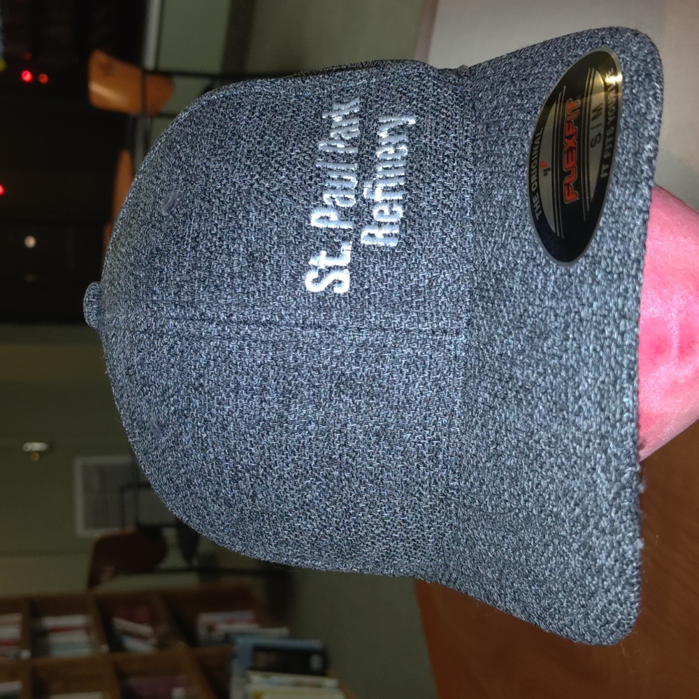 Saint Paul Park Refinery Embroidery  FlexFit Fitted Gray White Hat Cap S-M